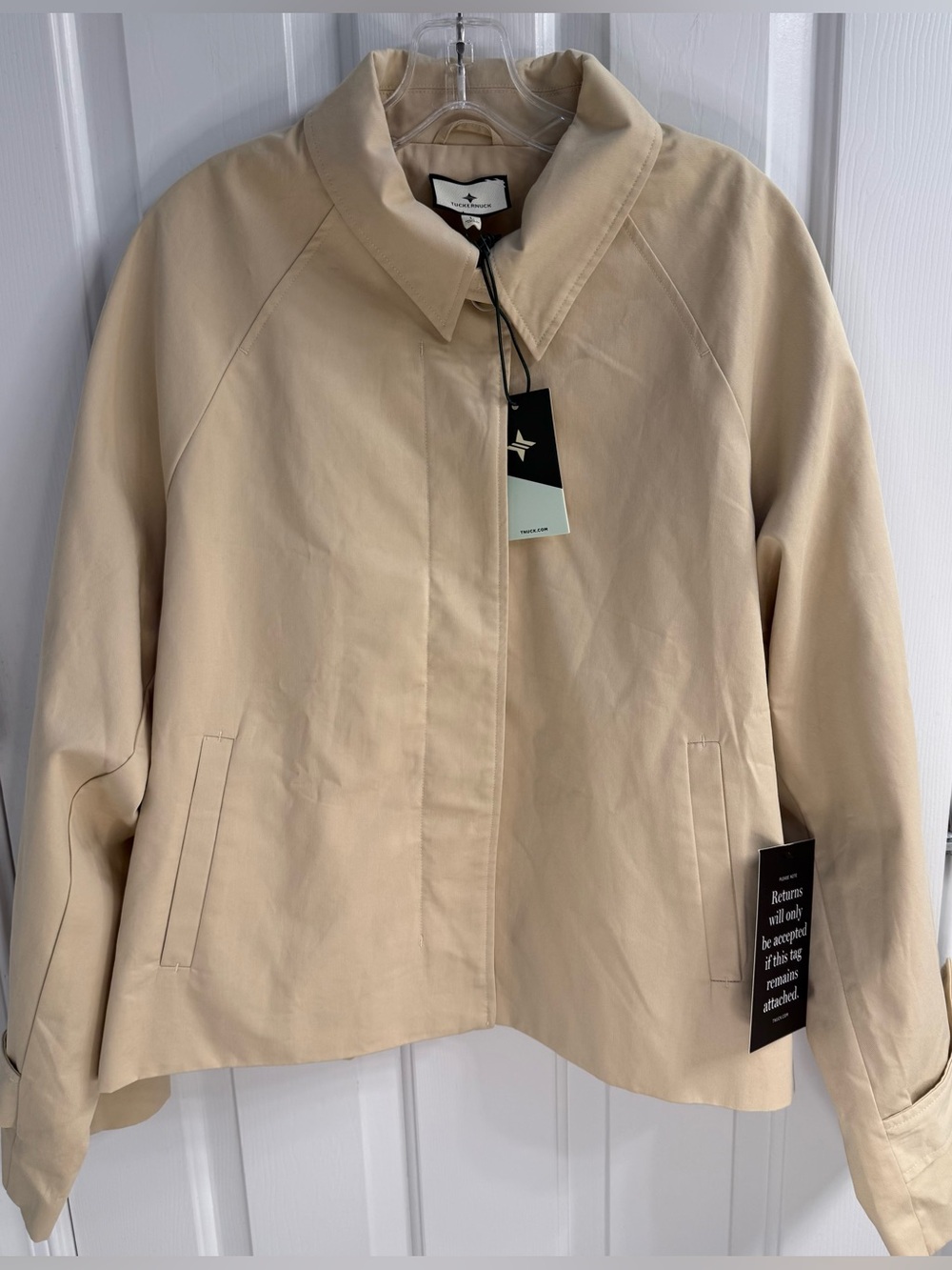 NWT Tuckernuck Khaki Drew Short Trench Coat 100% Cotton Size L Style Y24554T